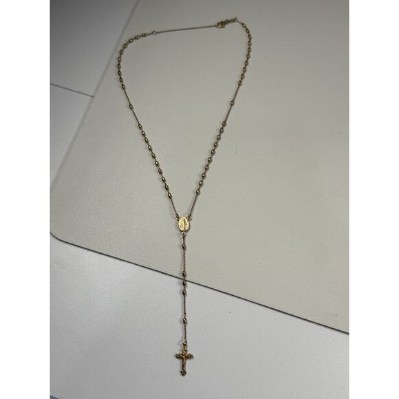 Dyadema Italy Vermeil Sterling Silver Dainty Rosary Cross Necklace 18" - Picture 3 of 12